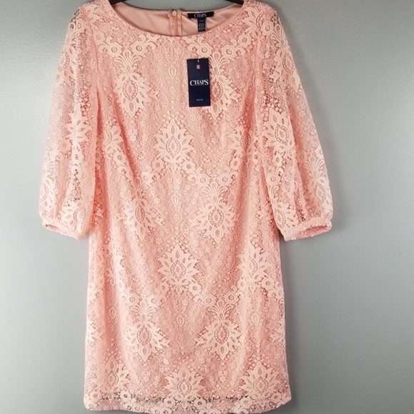 Chaps Dresses & Skirts - NWT CHAPS 3/4 Sleeve Pink/Coral Embroidery dress